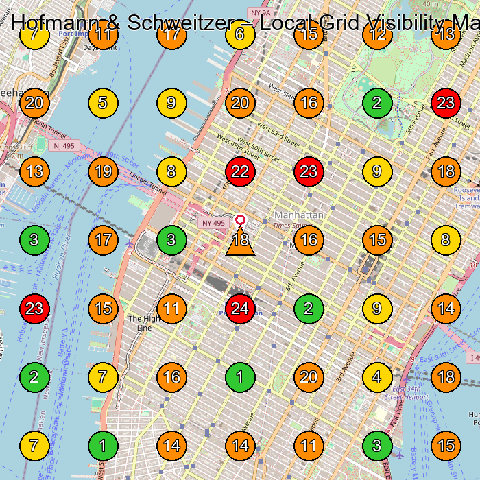 Hofmann & Schweitzer Personal Injury Attorney GeoGrid ranking map for New York NY